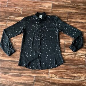 Zara Slim Fit Black Polka Shirt